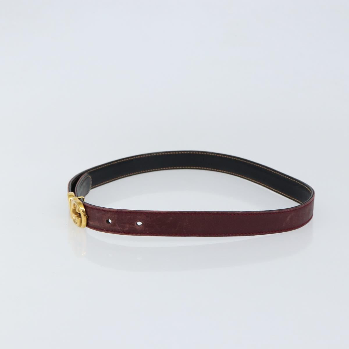 GUCCI Interlocking Belt Leather 31.9"" Bordeaux Gold 037 084 0054 Auth 147047