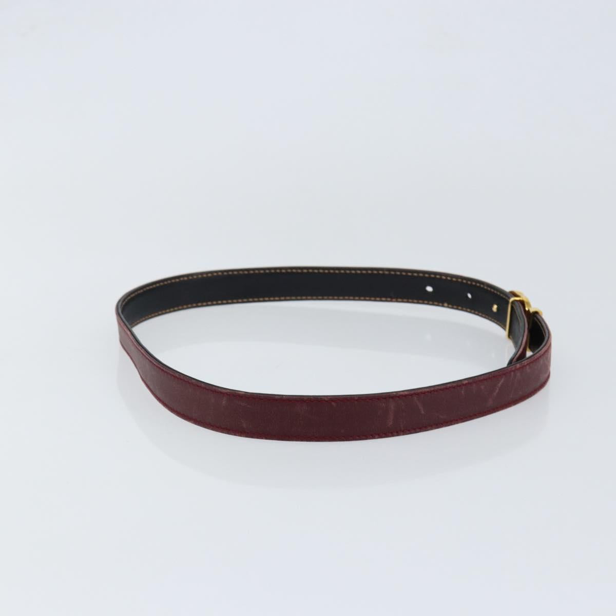 GUCCI Interlocking Belt Leather 31.9"" Bordeaux Gold 037 084 0054 Auth 147047