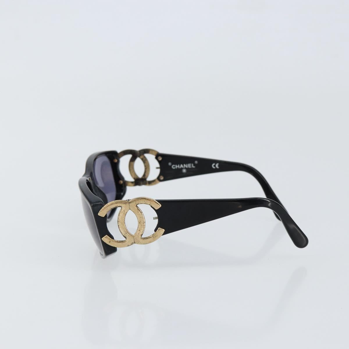 CHANEL Sunglasses plastic Black CC Auth 147052