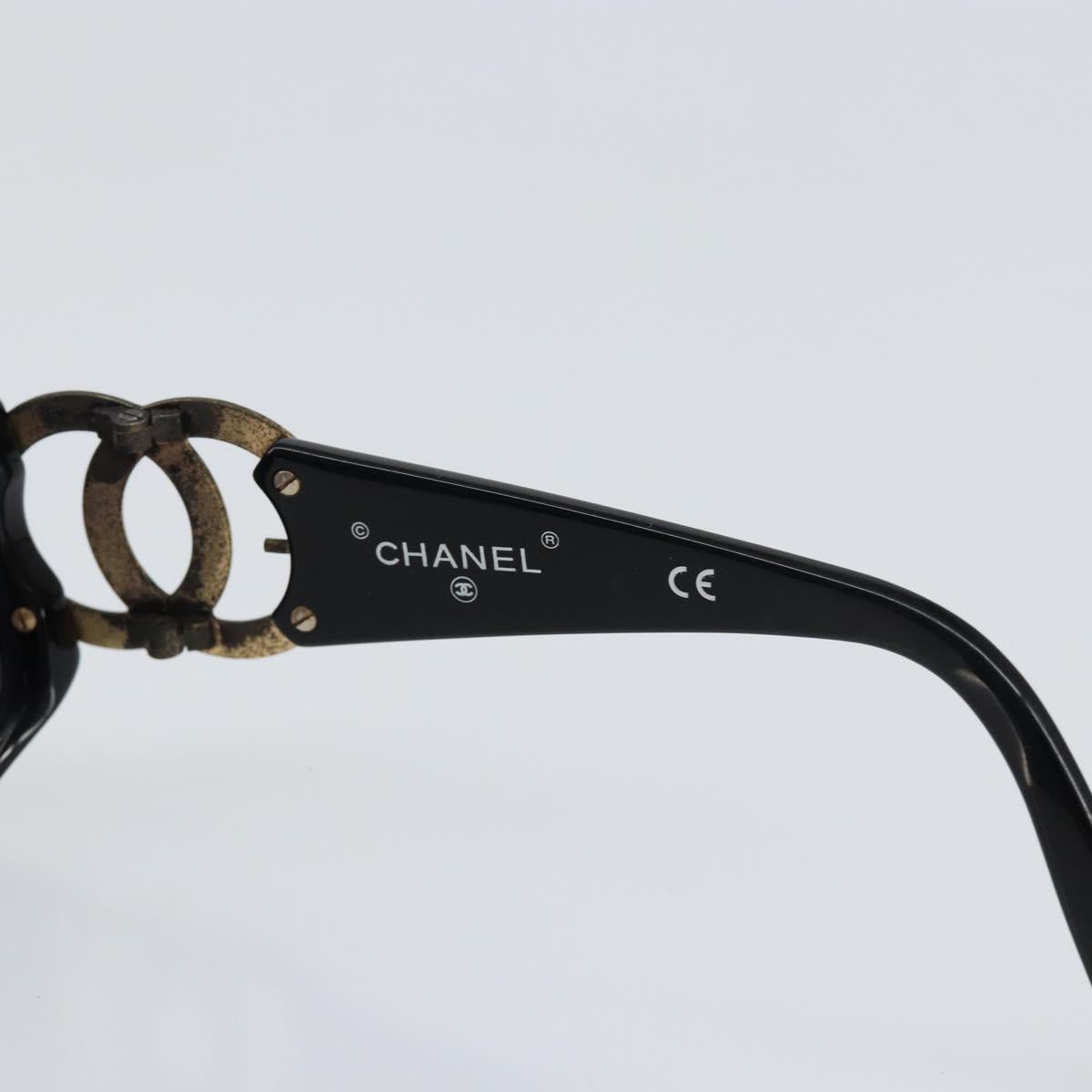 CHANEL Sunglasses plastic Black CC Auth 147052