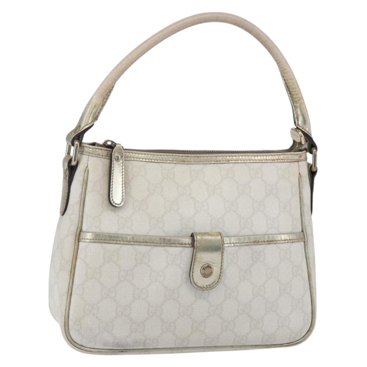 GUCCI GG Supreme Shoulder Bag PVC White Gold 190258 Auth 147063