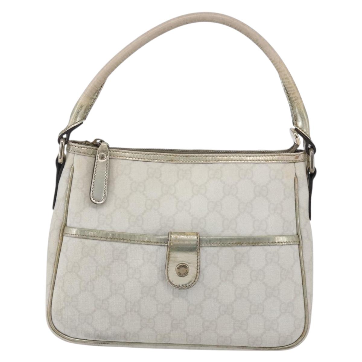 GUCCI GG Supreme Shoulder Bag PVC White Gold 190258 Auth 147063