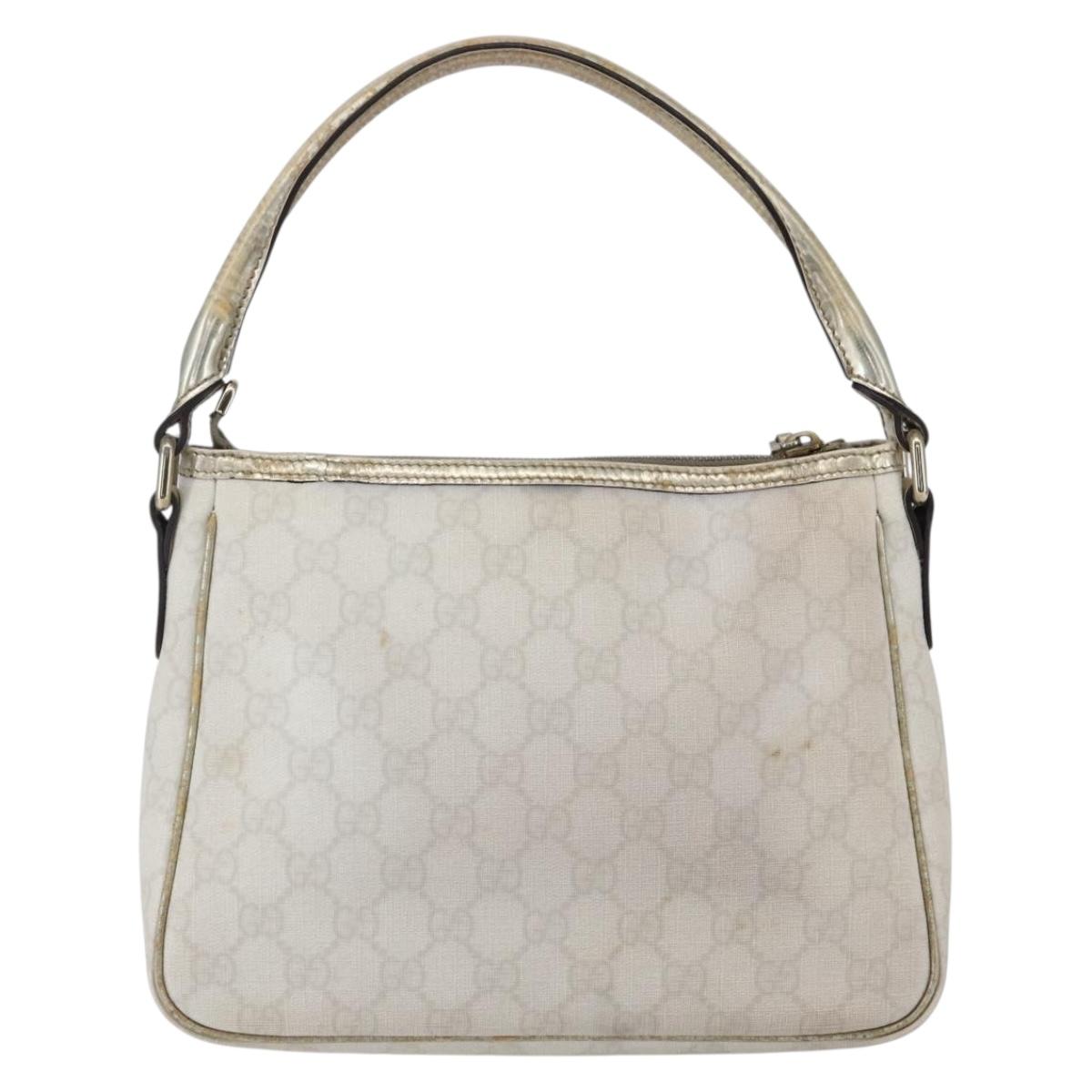 GUCCI GG Supreme Shoulder Bag PVC White Gold 190258 Auth 147063