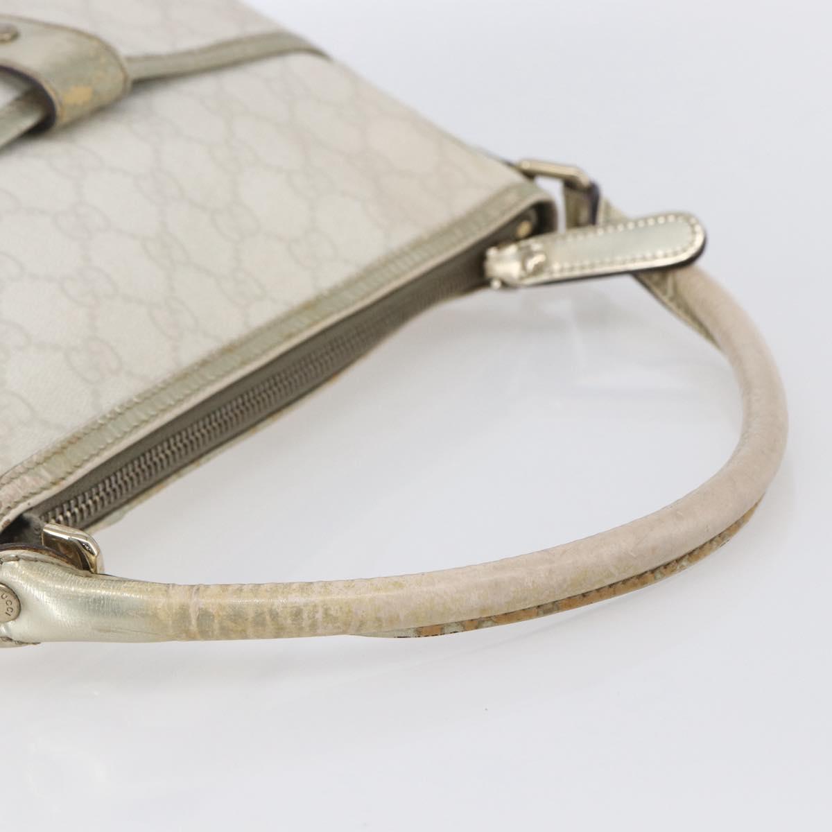 GUCCI GG Supreme Shoulder Bag PVC White Gold 190258 Auth 147063