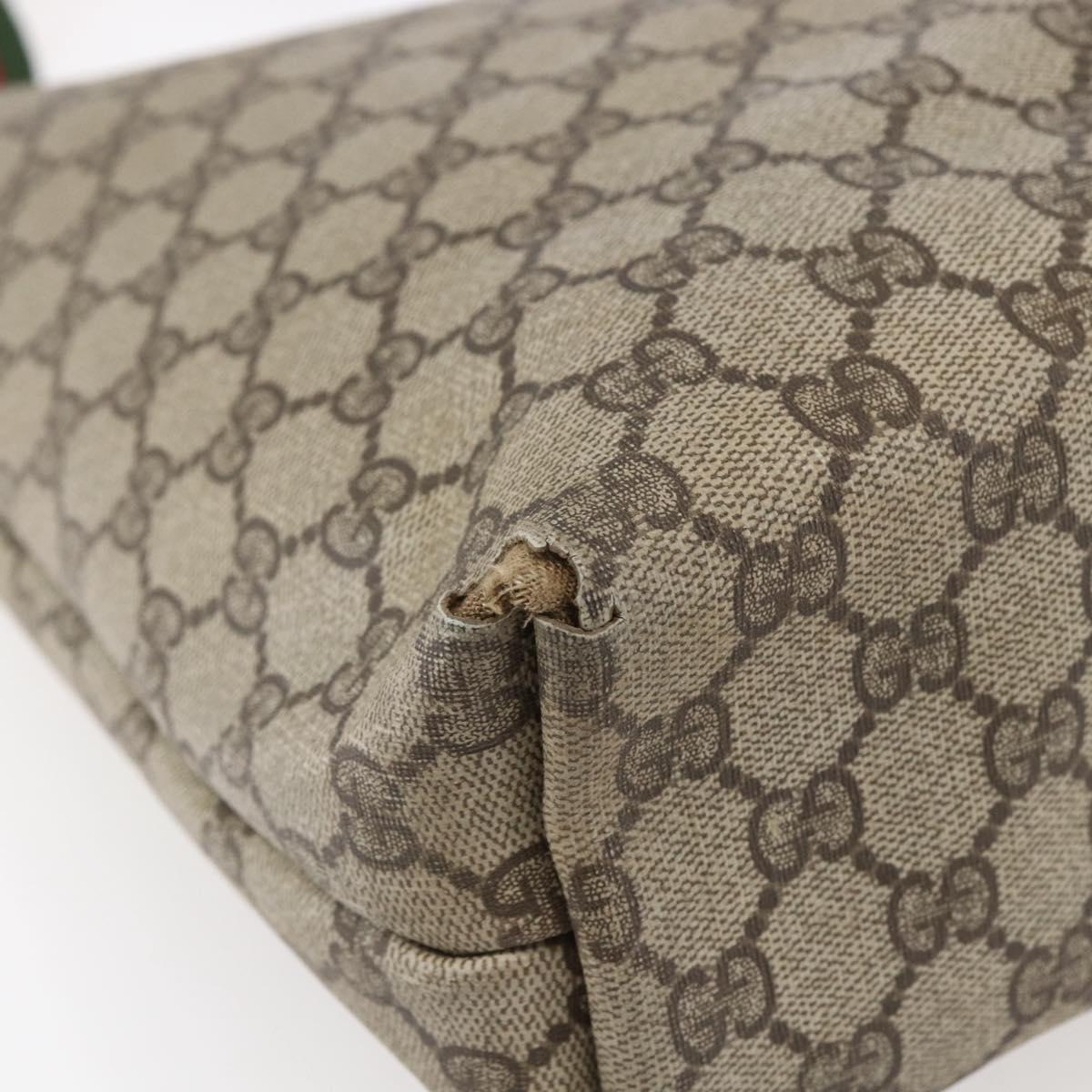 GUCCI GG Supreme Web Sherry Line Tote Bag PVC Beige 39 02 003 Auth 147064