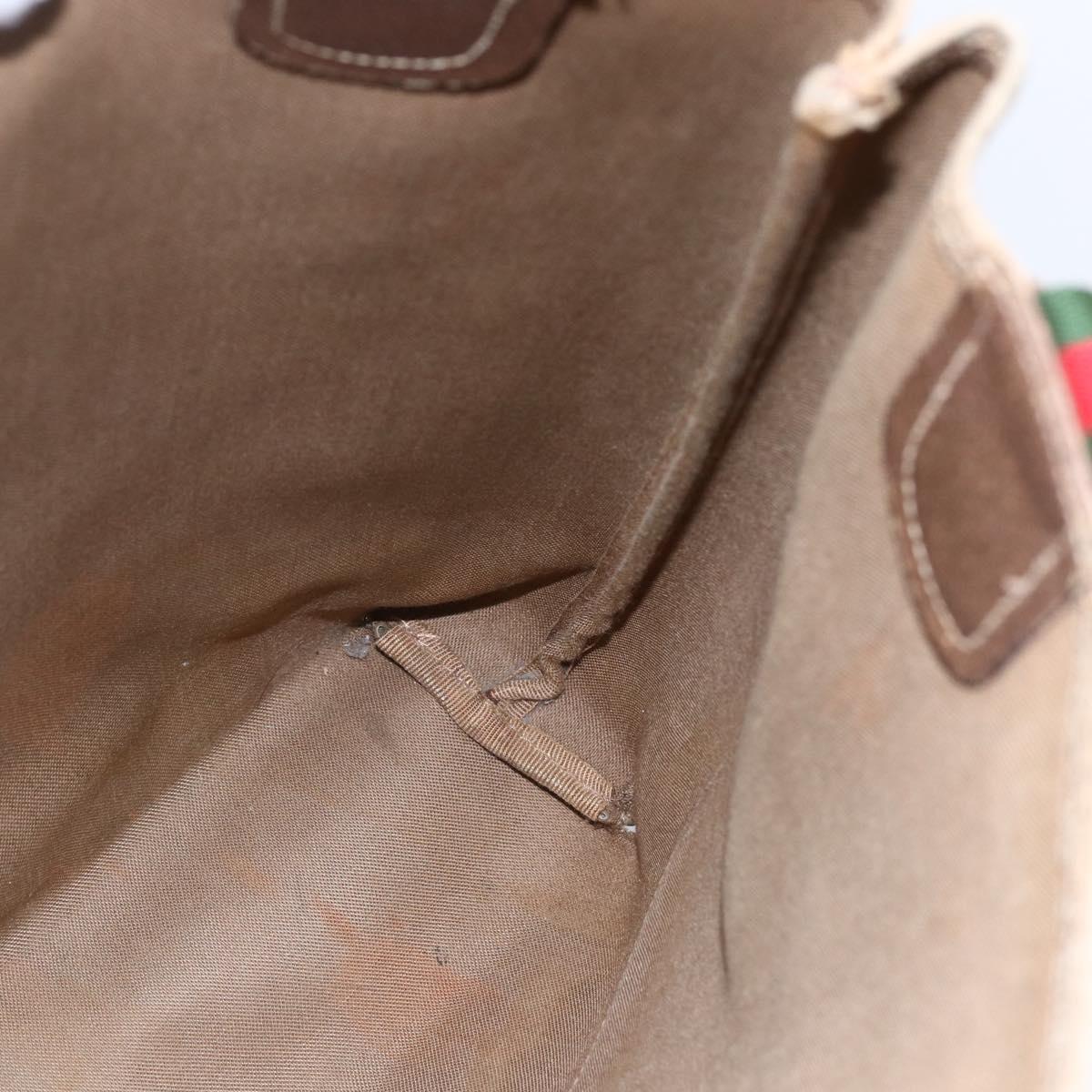 GUCCI GG Supreme Web Sherry Line Tote Bag PVC Beige 39 02 003 Auth 147064