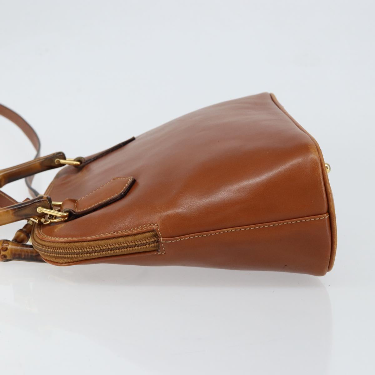 GUCCI Bamboo Hand Bag Leather 2way Brown Gold 000 2058 0290 0 Auth 147071