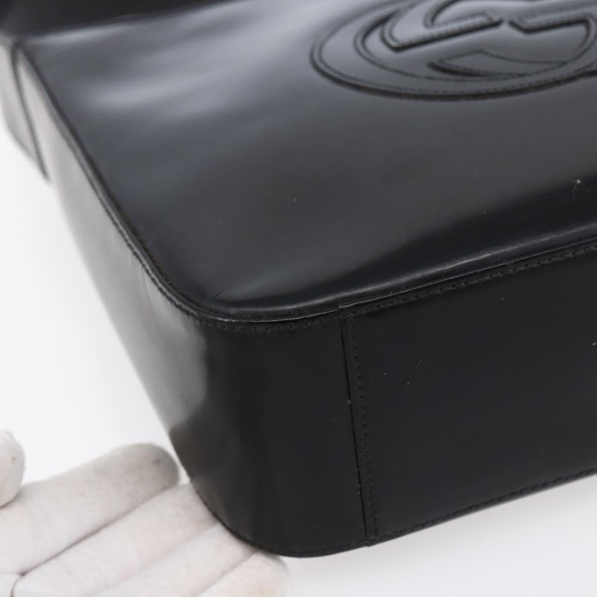 GUCCI Soho Shoulder Bag Enamel Black Auth 147072