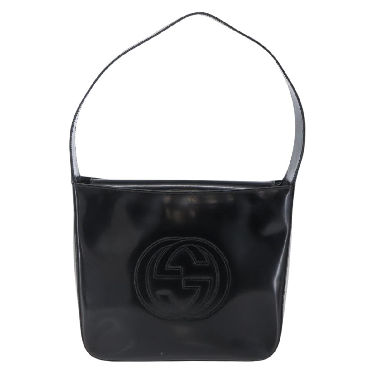 GUCCI Soho Shoulder Bag Enamel Black Auth 147072