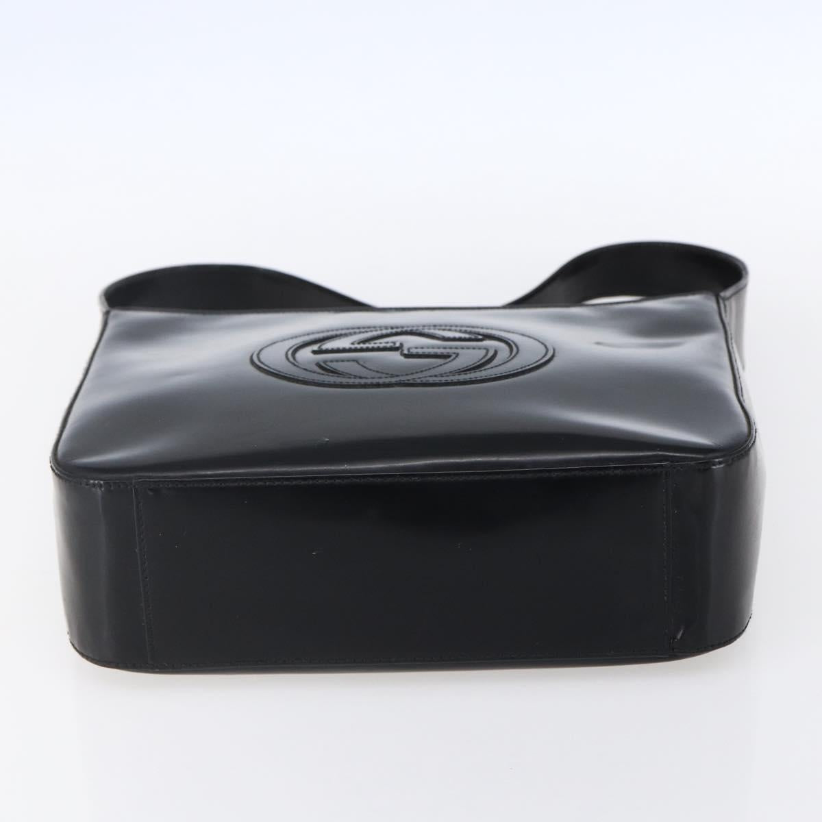 GUCCI Soho Shoulder Bag Enamel Black Auth 147072