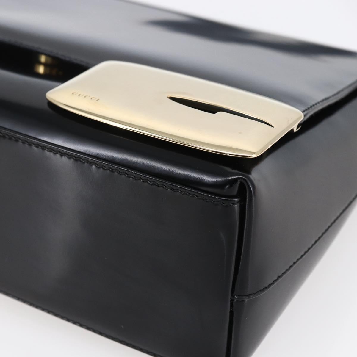 GUCCI Shoulder Bag Enamel Black Gold 001 3444 1812 Auth 147073