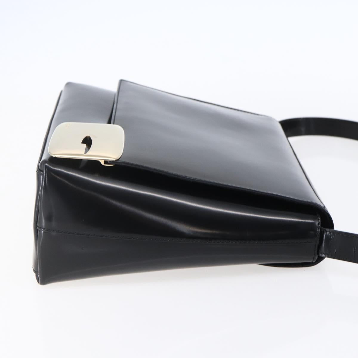 GUCCI Shoulder Bag Enamel Black Gold 001 3444 1812 Auth 147073