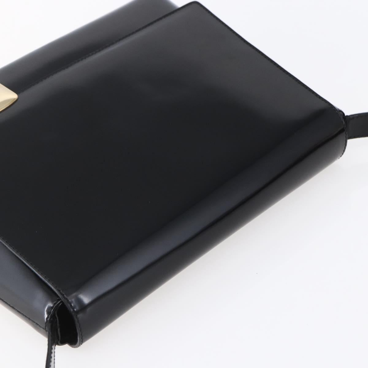 GUCCI Shoulder Bag Enamel Black Gold 001 3444 1812 Auth 147073