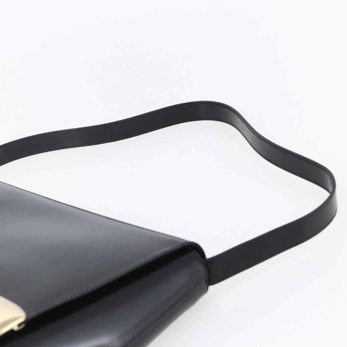 GUCCI Shoulder Bag Enamel Black Gold 001 3444 1812 Auth 147073