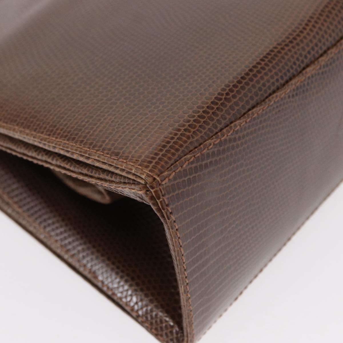 GUCCI Shoulder Bag Leather Brown Gold Auth 147074