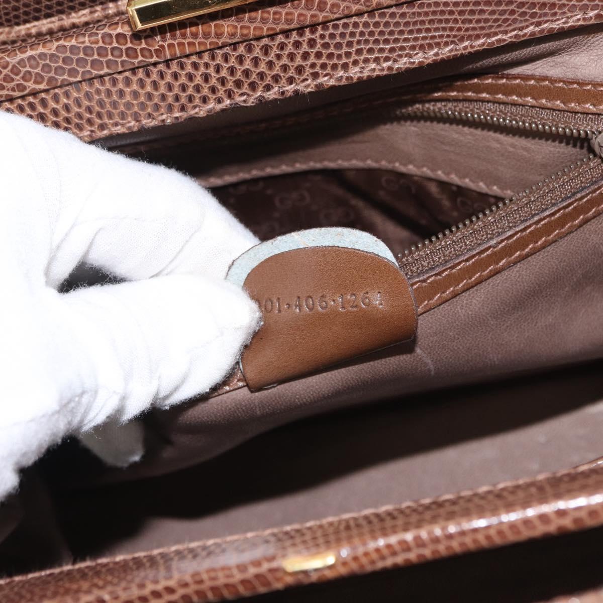 GUCCI Shoulder Bag Leather Brown Gold Auth 147074