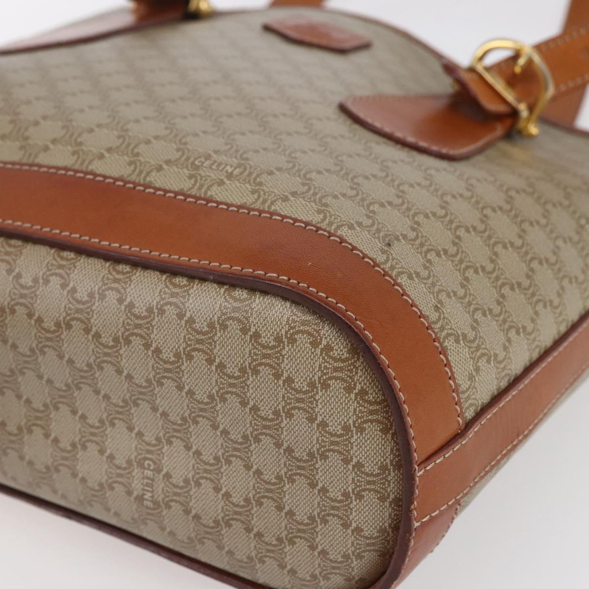 CELINE Macadam Canvas Tote Bag PVC Beige Gold Auth 147075