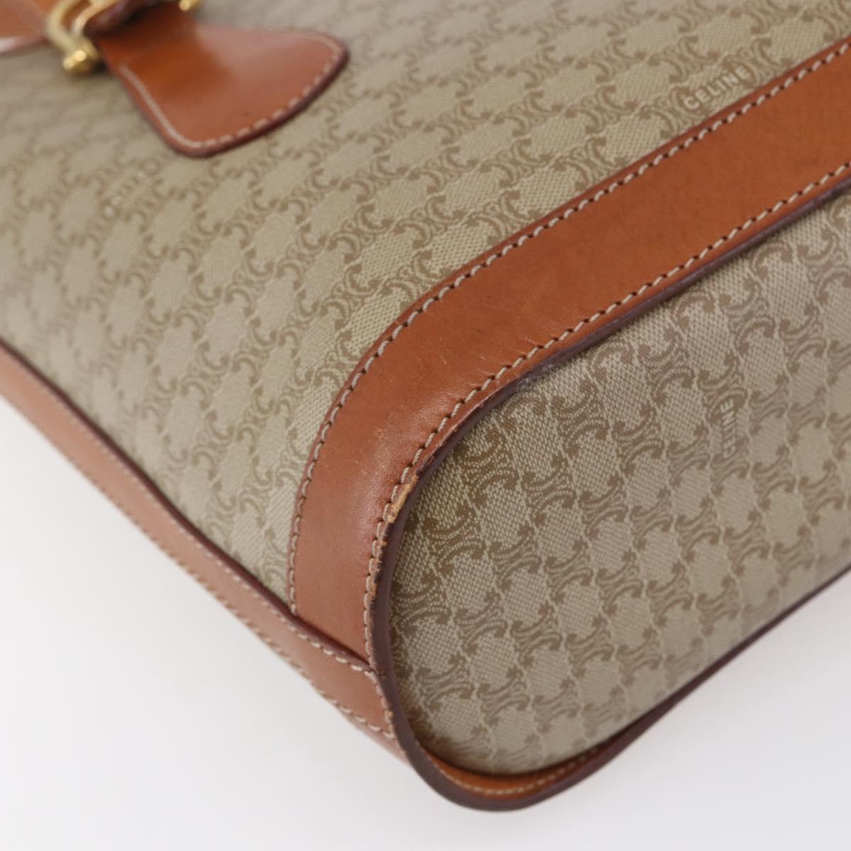 CELINE Macadam Canvas Tote Bag PVC Beige Gold Auth 147075