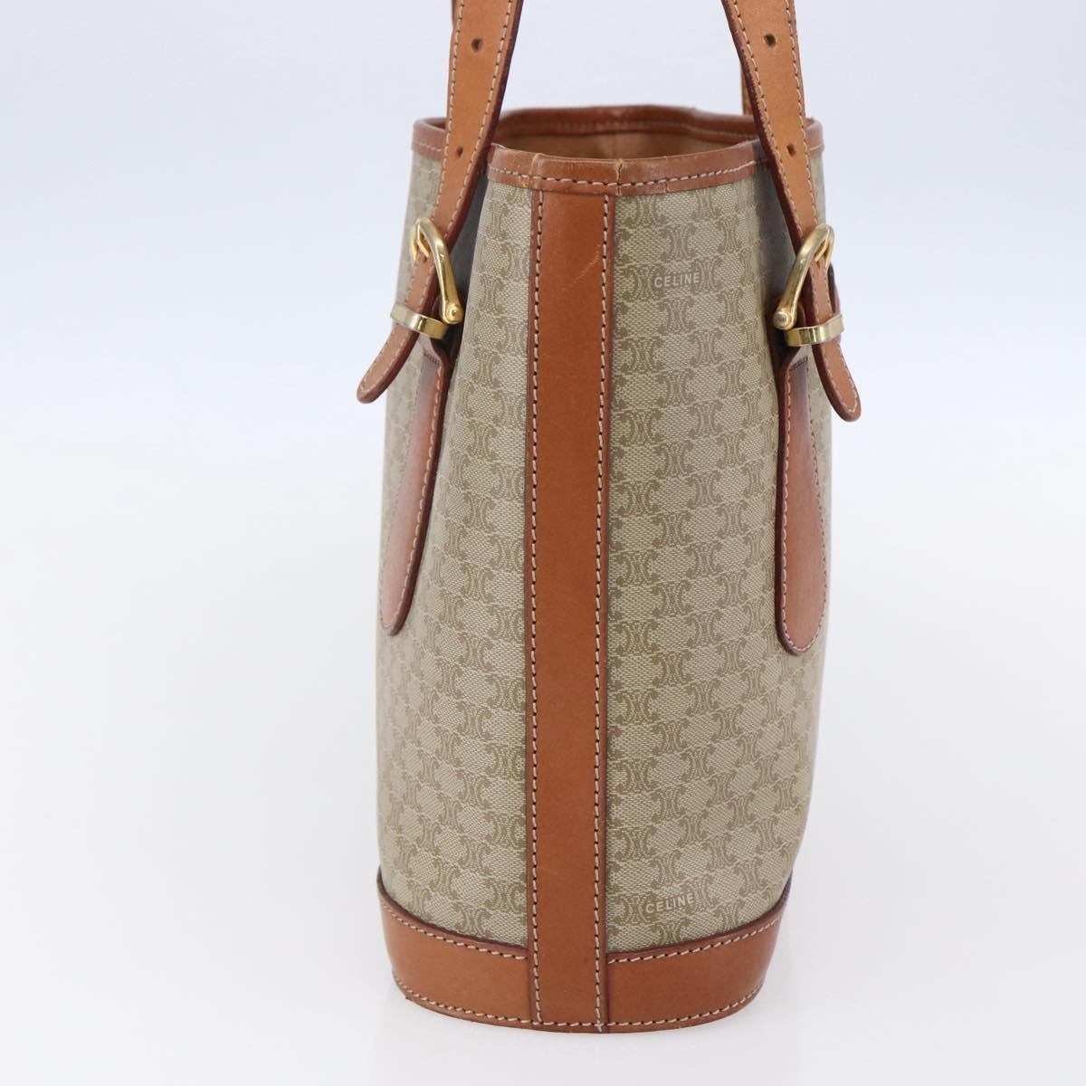 CELINE Macadam Canvas Tote Bag PVC Beige Gold Auth 147075