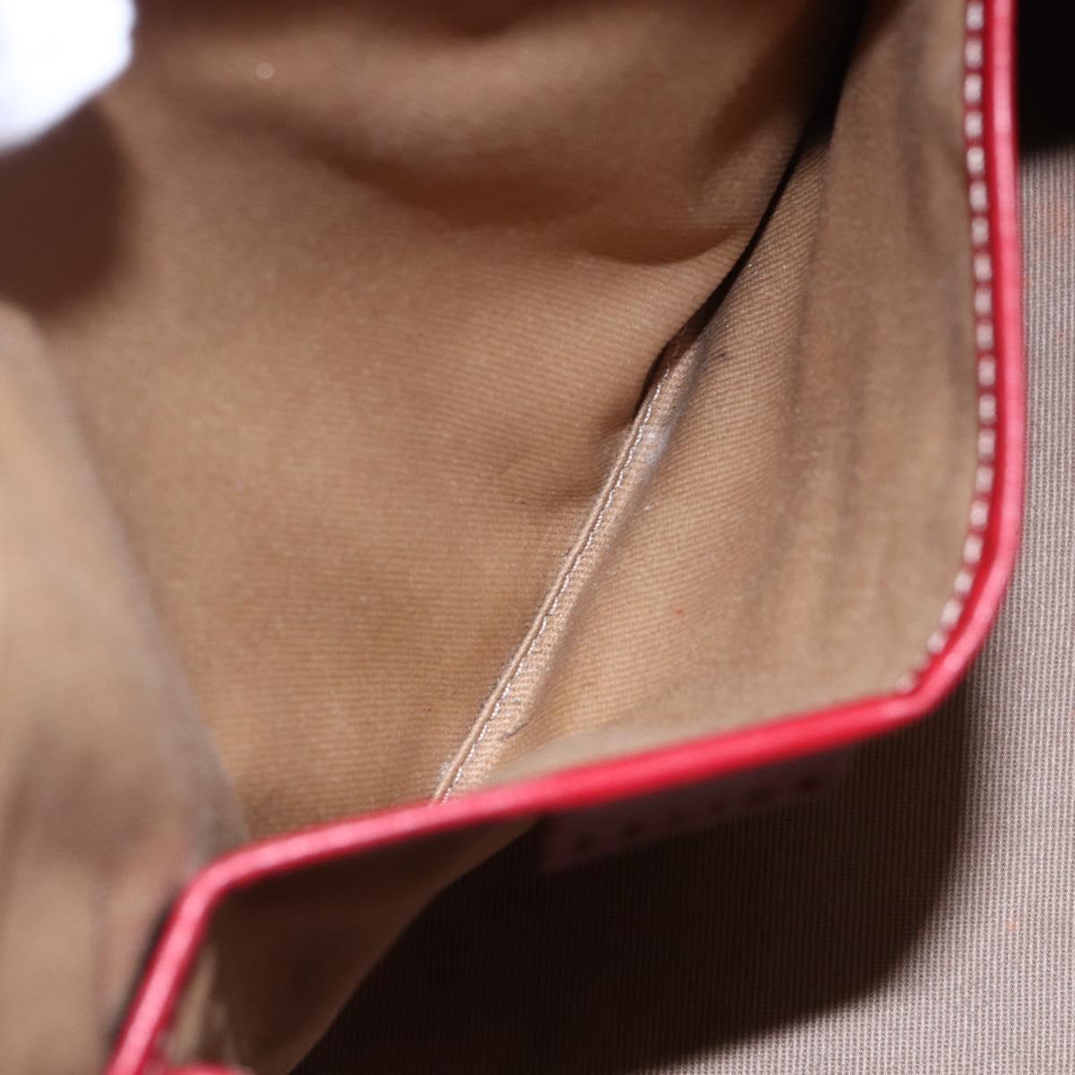 CELINE Macadam Canvas Hand Bag PVC Beige Red gold Auth 147076