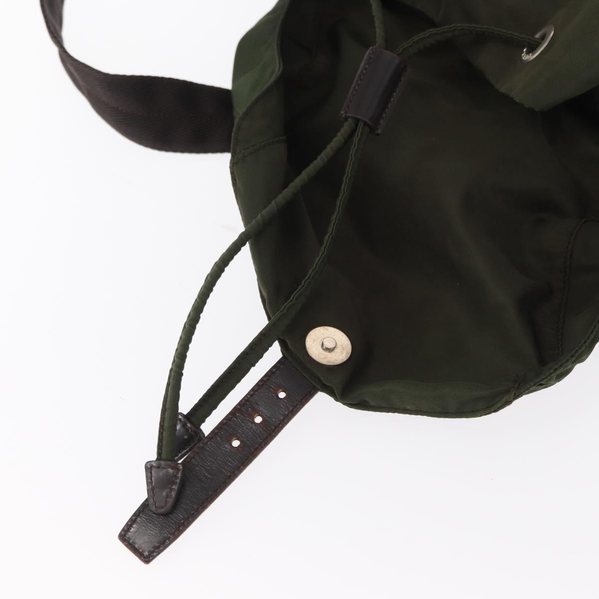 PRADA Backpack Nylon Khaki Silver Auth 147077