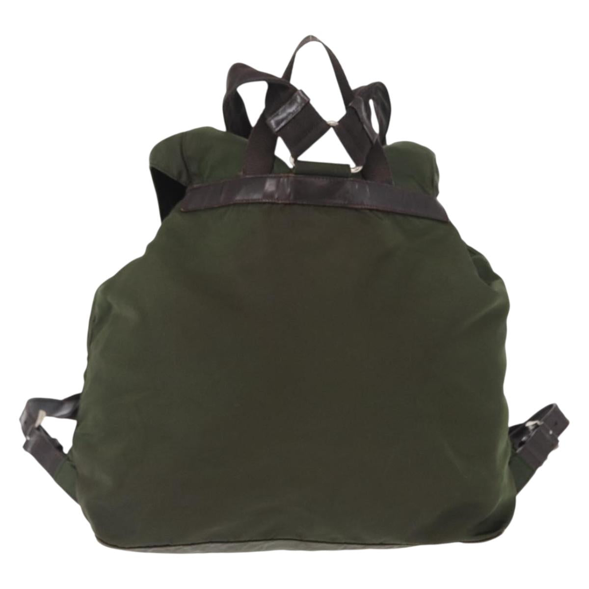 PRADA Backpack Nylon Khaki Silver Auth 147077