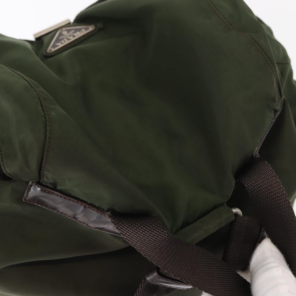 PRADA Backpack Nylon Khaki Silver Auth 147077