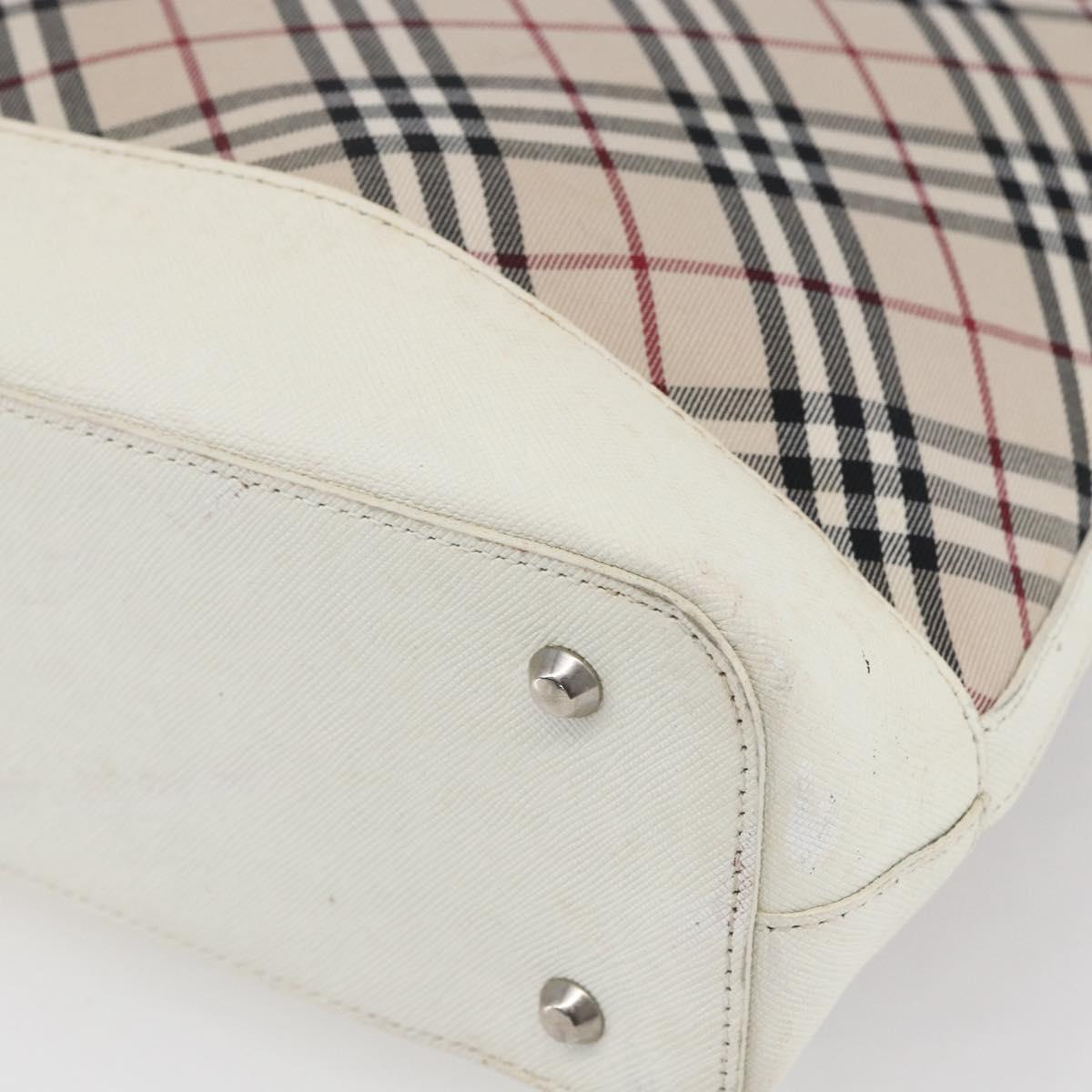 BURBERRY Nova Check Tote Bag Canvas Leather Beige Silver Auth 147078