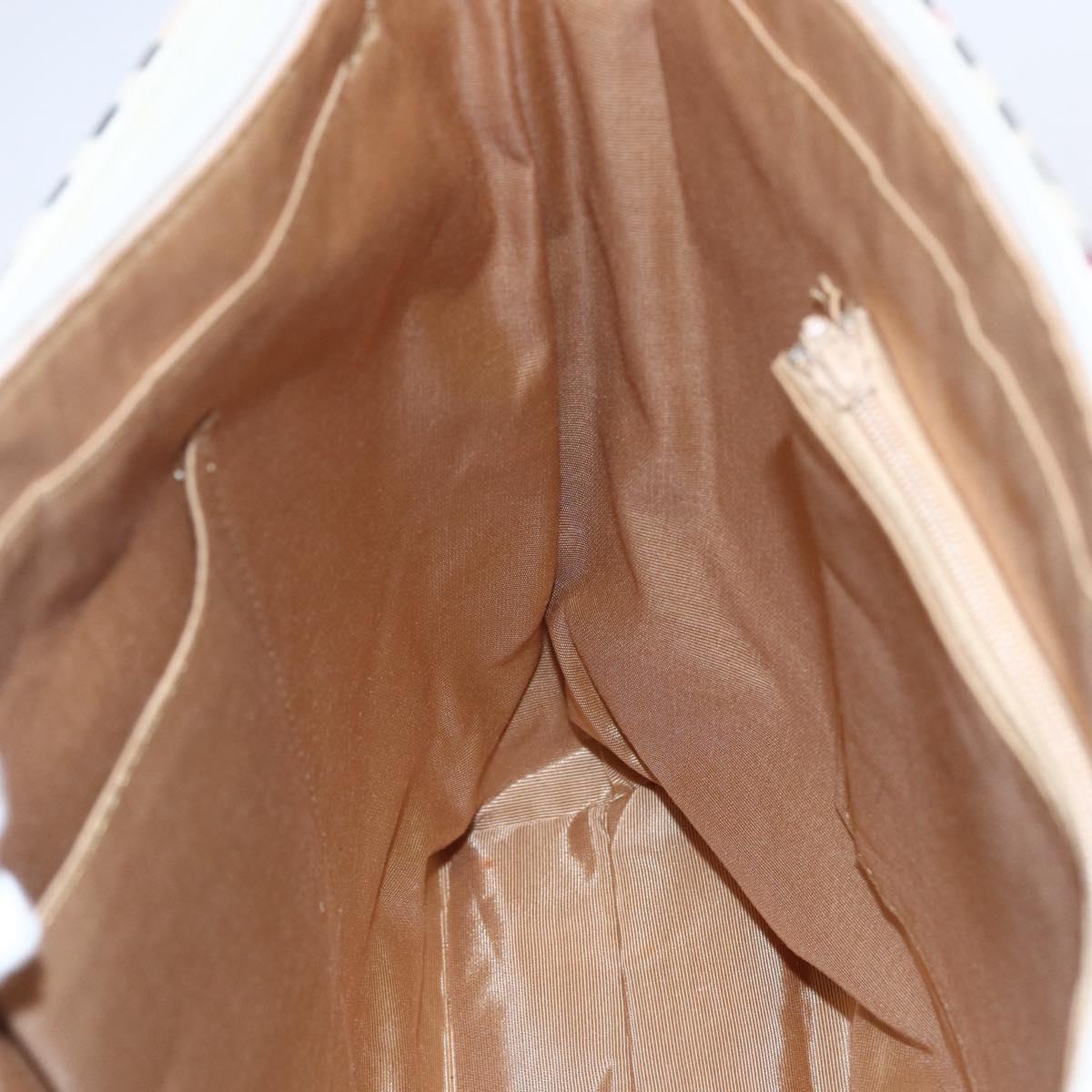 BURBERRY Nova Check Tote Bag Canvas Leather Beige Silver Auth 147078