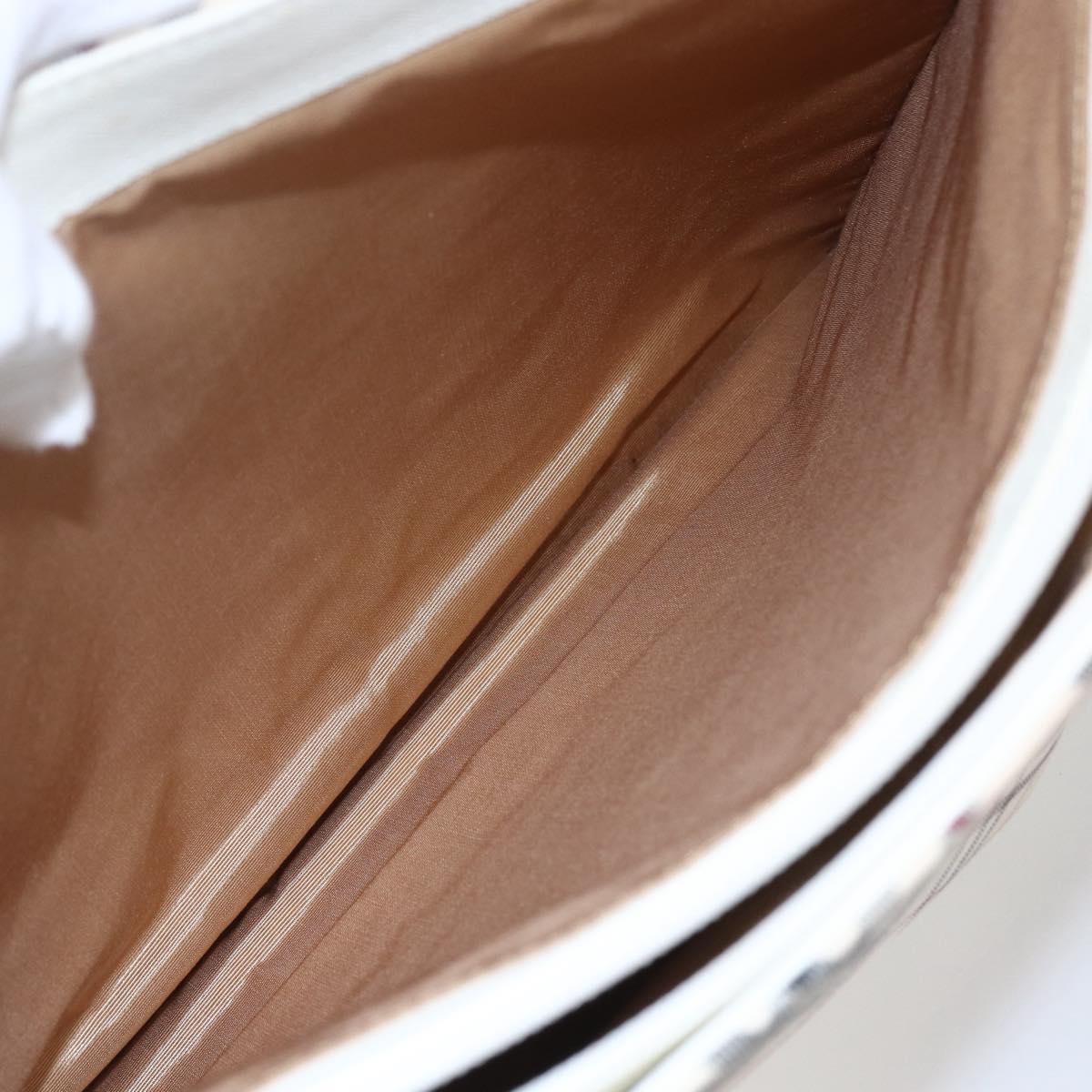 BURBERRY Nova Check Tote Bag Canvas Leather Beige Silver Auth 147078