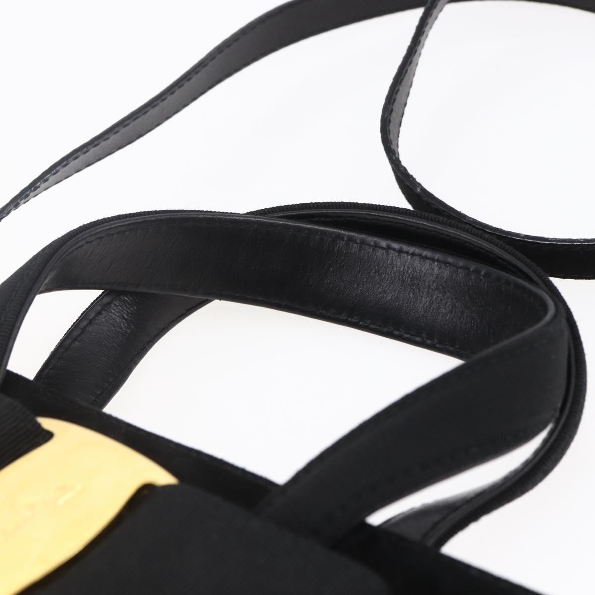 Salvatore Ferragamo Vala Hand Bag Suede 2way Black Gold Auth 147079