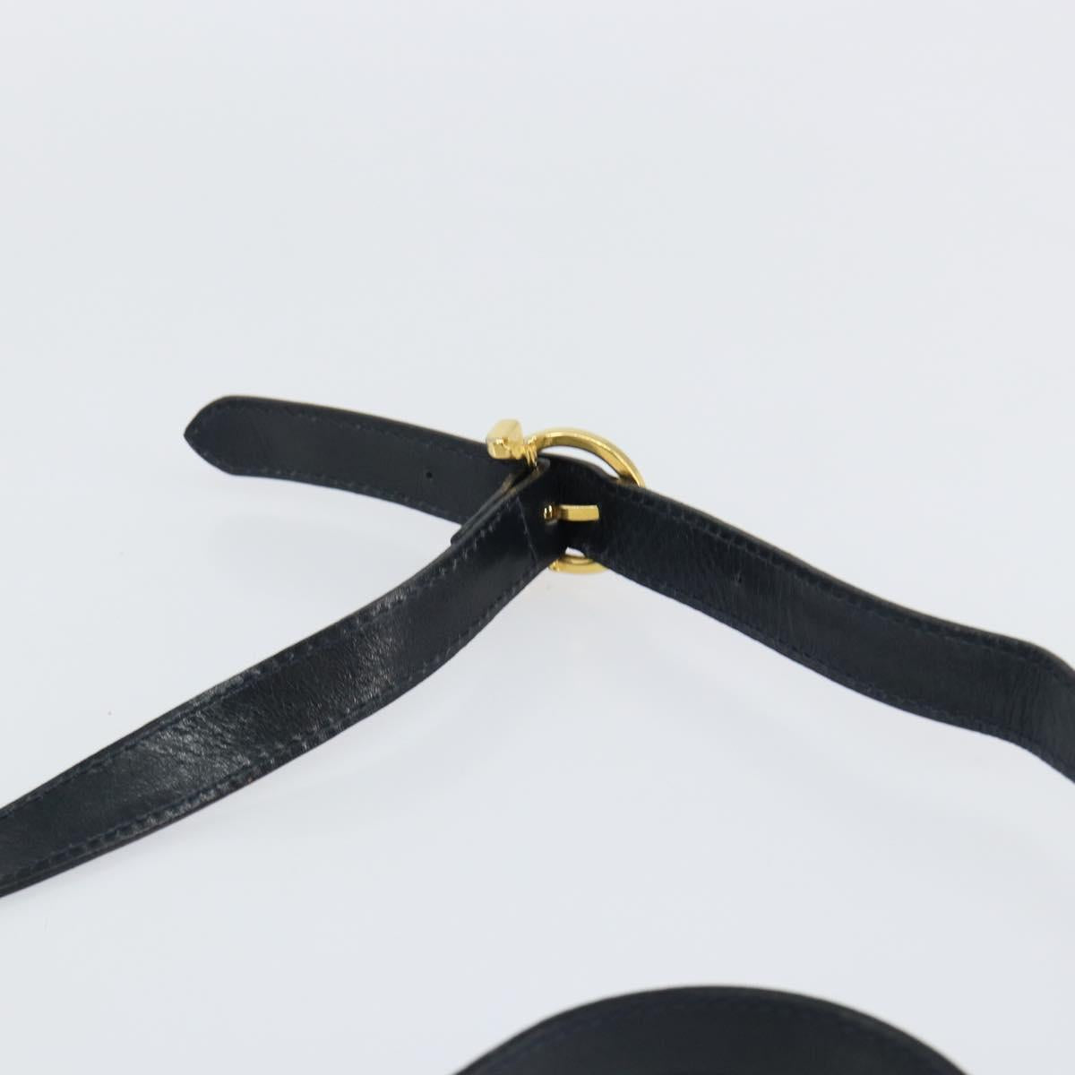 Salvatore Ferragamo Gancini Hand Bag Leather 2way Navy Gold Auth 147081