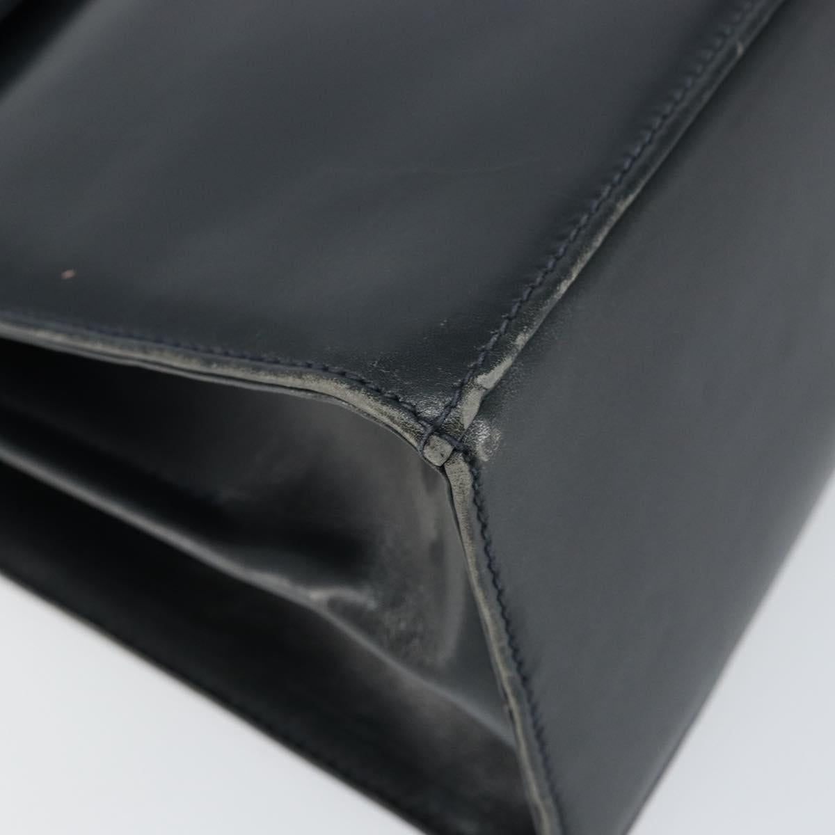 Salvatore Ferragamo Gancini Hand Bag Leather 2way Navy Gold Auth 147081