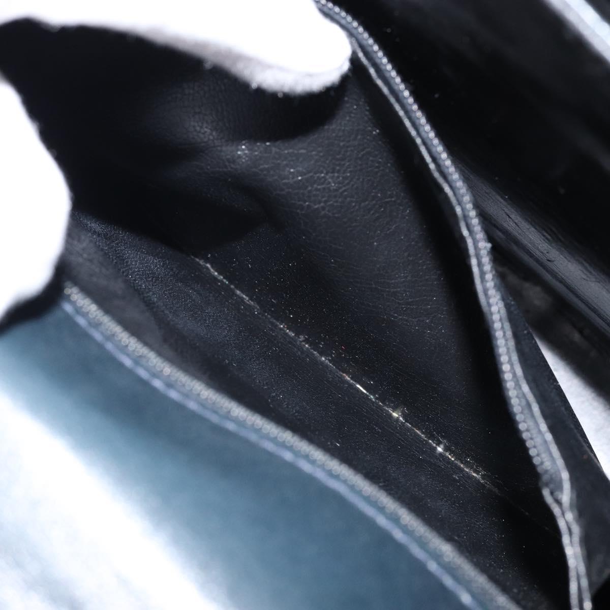 Salvatore Ferragamo Gancini Hand Bag Leather 2way Navy Gold Auth 147081