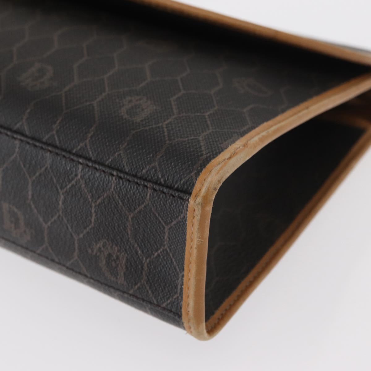 Christian Dior Honeycomb Canvas Shoulder Bag PVC Black Gold Auth 147083