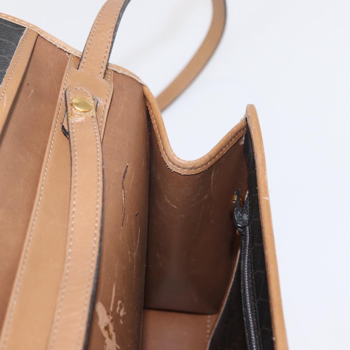 Christian Dior Honeycomb Canvas Shoulder Bag PVC Black Gold Auth 147083