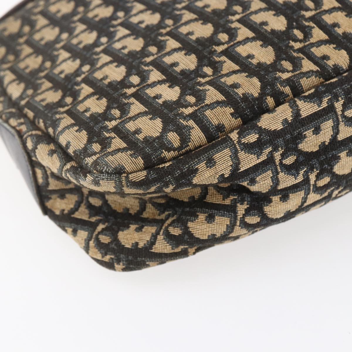 Christian Dior Trotter Canvas Shoulder Bag Navy Gold Auth 147085