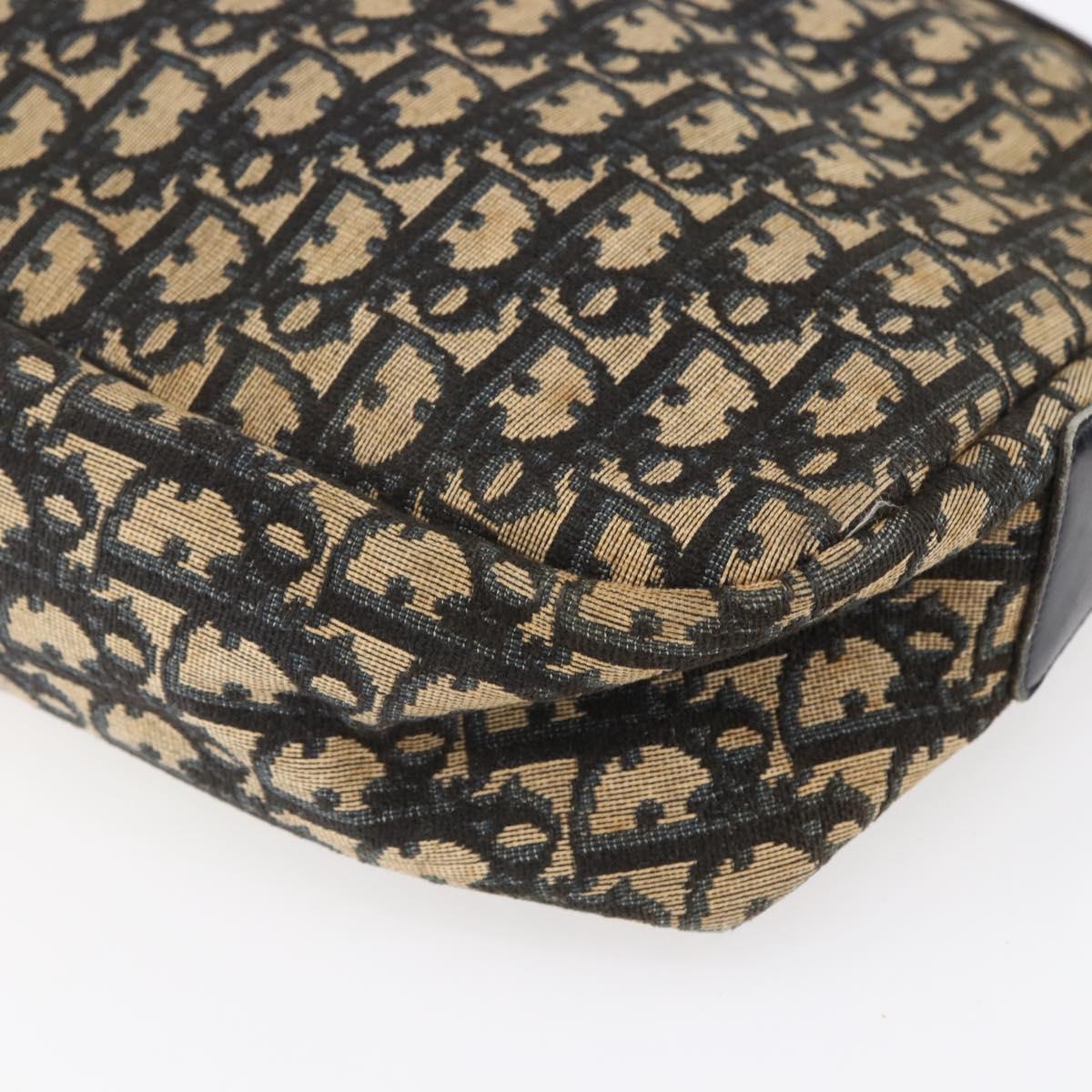 Christian Dior Trotter Canvas Shoulder Bag Navy Gold Auth 147085