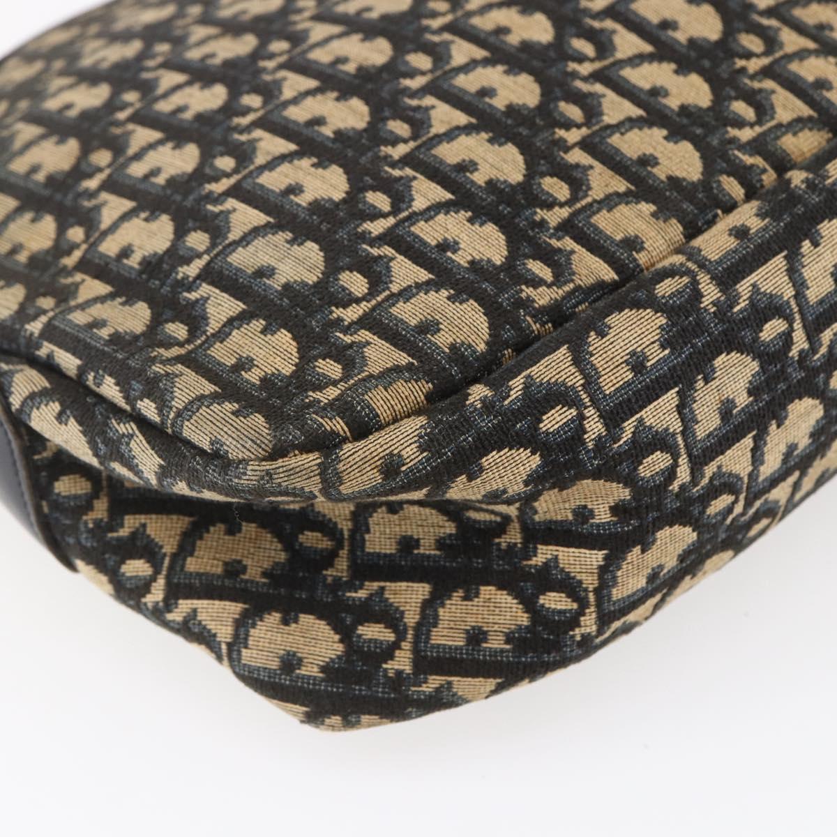 Christian Dior Trotter Canvas Shoulder Bag Navy Gold Auth 147085