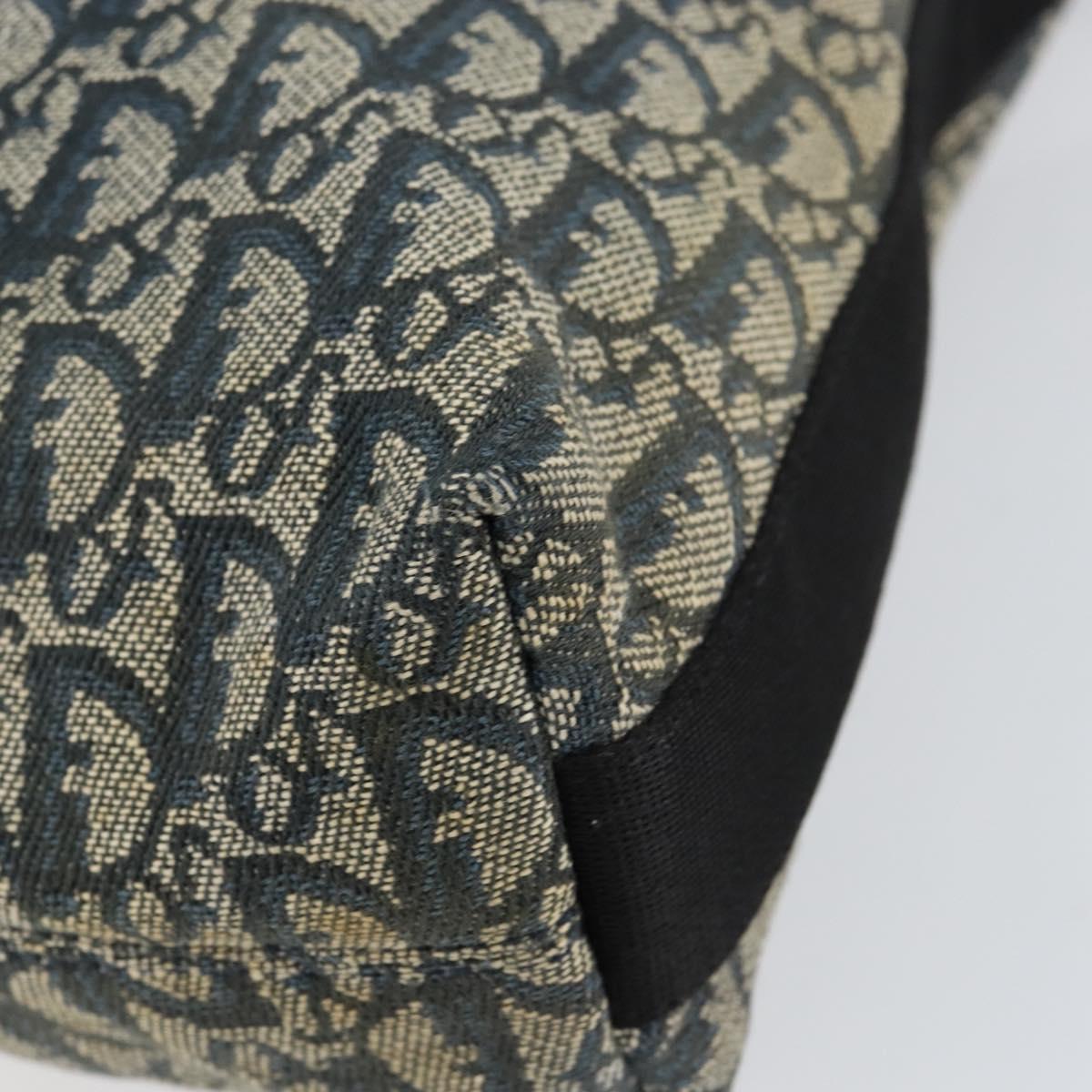 Christian Dior Trotter Canvas Shoulder Bag Navy Silver Auth 147086