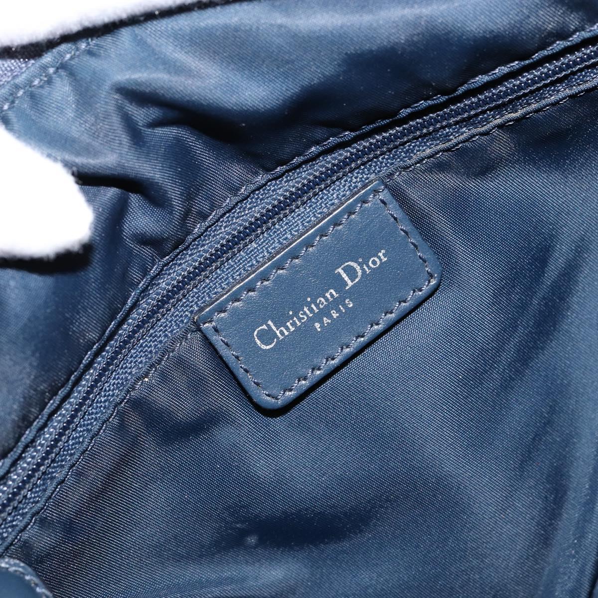 Christian Dior Trotter Canvas Shoulder Bag Navy Silver Auth 147086