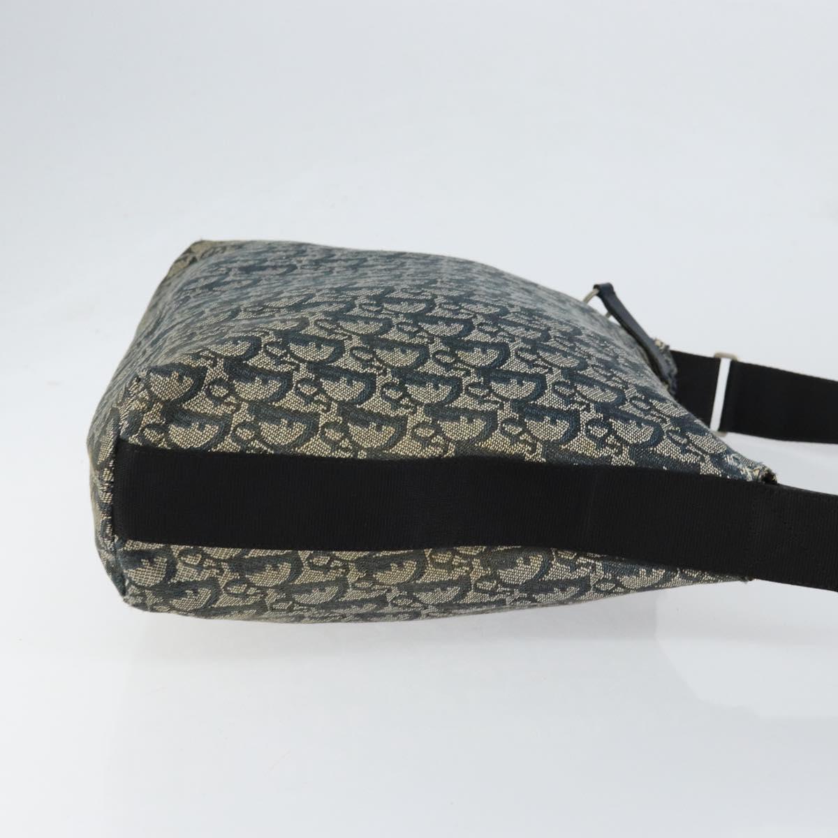 Christian Dior Trotter Canvas Shoulder Bag Navy Silver Auth 147086