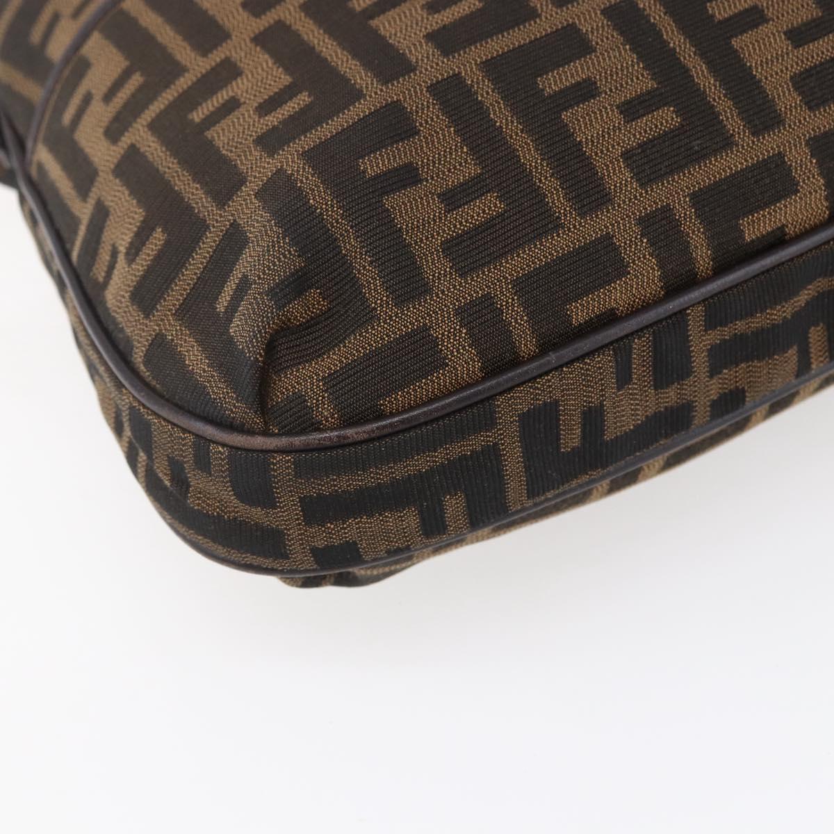FENDI Zucca Canvas Mamma Baguette Shoulder Bag Black Brown gold Auth 147087