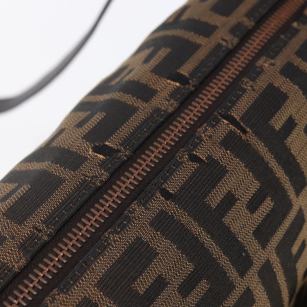 FENDI Zucca Canvas Mamma Baguette Shoulder Bag Black Brown gold Auth 147087
