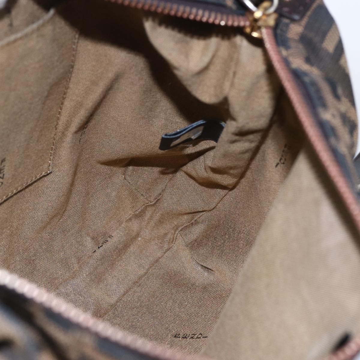 FENDI Zucca Canvas Mamma Baguette Shoulder Bag Black Brown gold Auth 147087