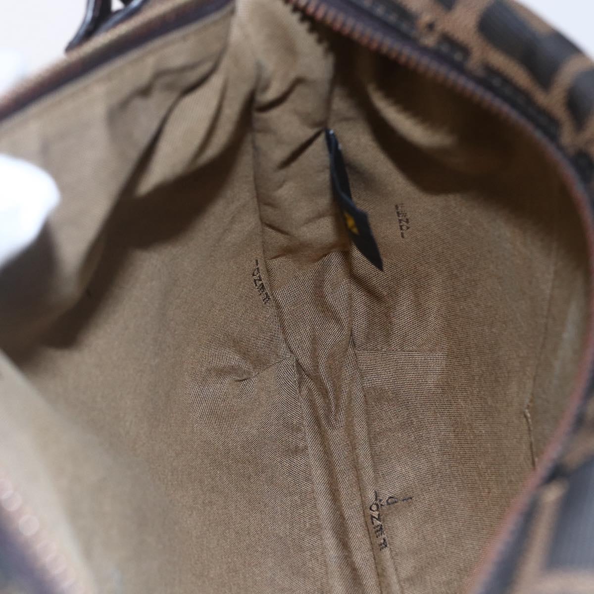 FENDI Zucca Canvas Mamma Baguette Shoulder Bag Black Brown gold Auth 147087