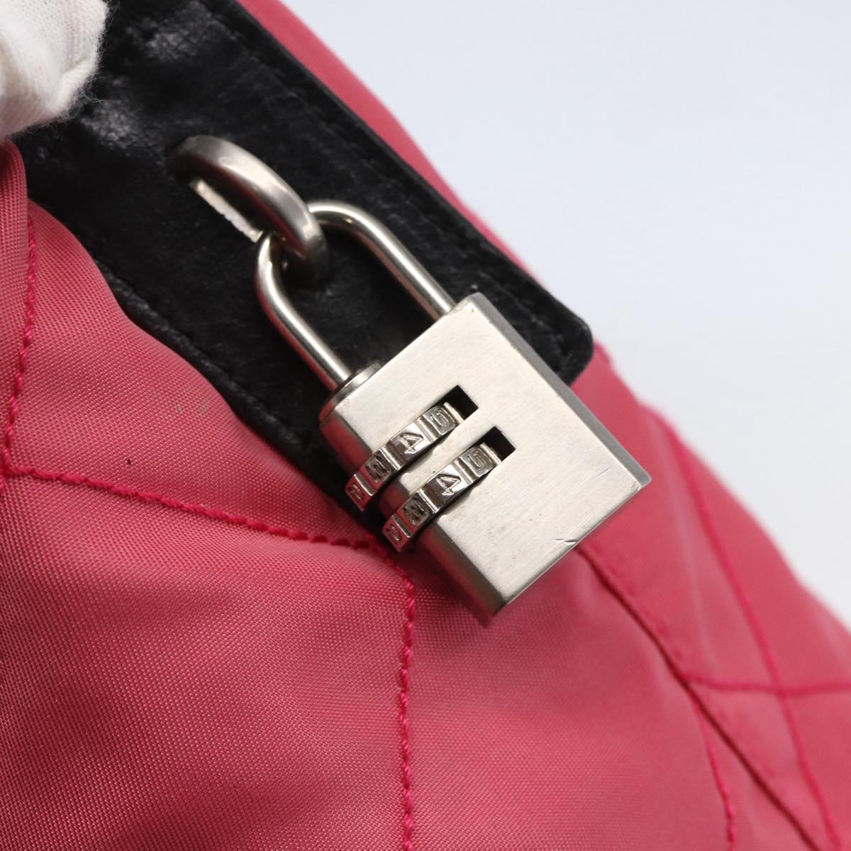 PRADA Shoulder Bag Nylon Leather Pink Black Silver Auth 147139