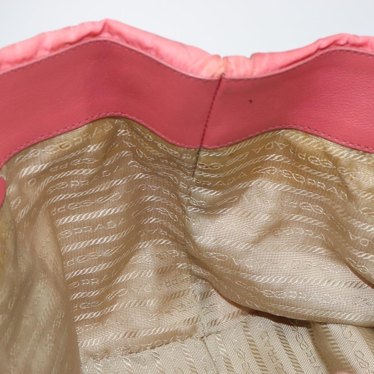 PRADA Hand Bag Nylon Pink Gold Auth 147140