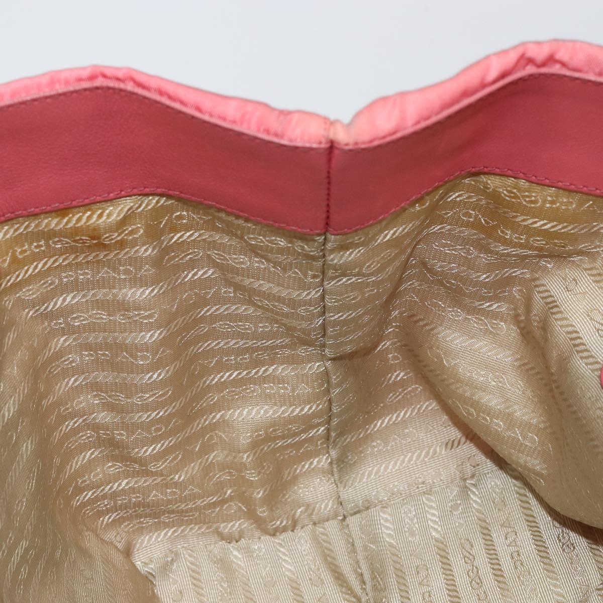 PRADA Hand Bag Nylon Pink Gold Auth 147140