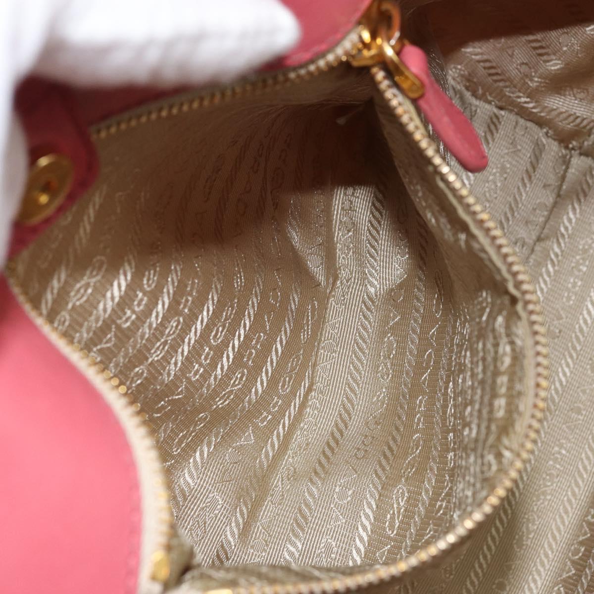 PRADA Hand Bag Nylon Pink Gold Auth 147140